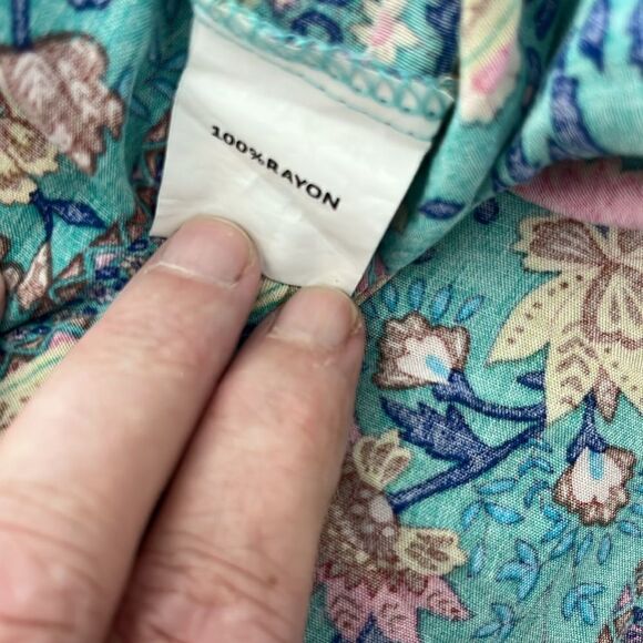 Bloomchic Floral V-Neck Wrap Top Multicolor Teal/Pink Belt  SZ US 22/24 1X/2X - Picture 11 of 12